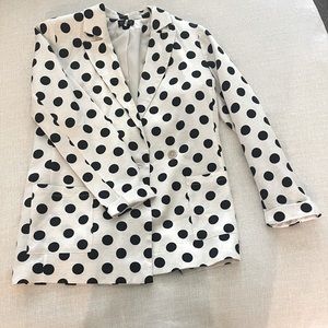 Topshop black, and white polkadot blazer.